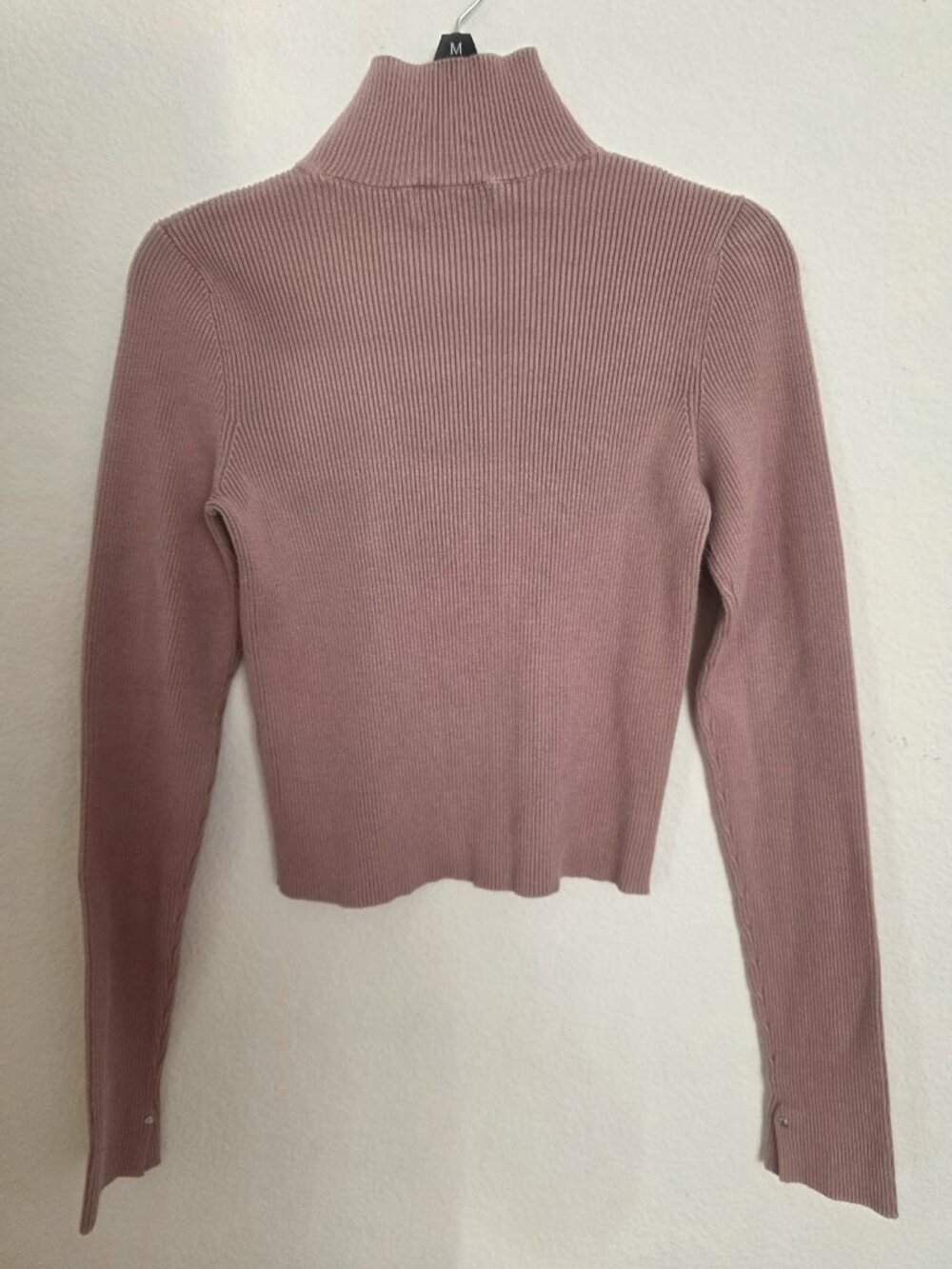 Calvin Klein Jeans Pink Ribbed Turtleneck Crop Sweater Size S - Picture 2 of 5